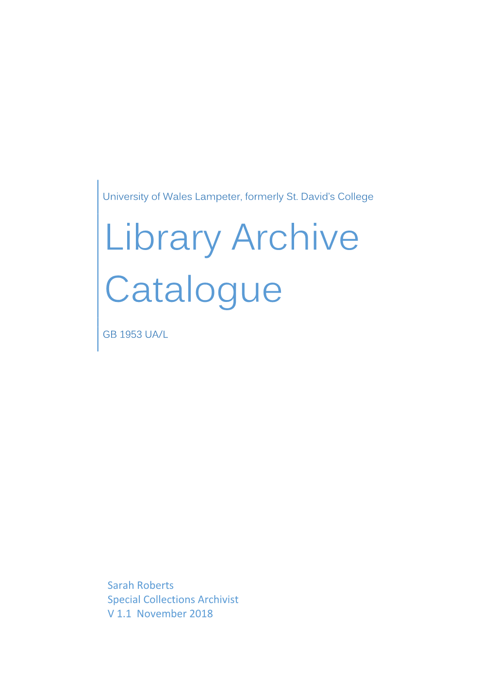 Library Archive Catalogue