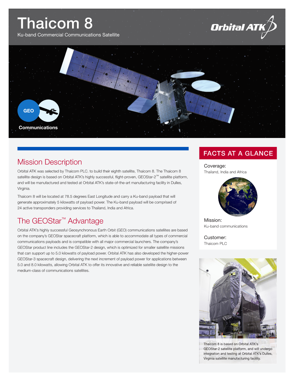 Datasheet Thaicom-8 Satellite Built By