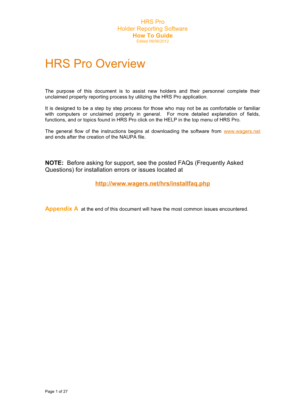 HRS Pro Overview