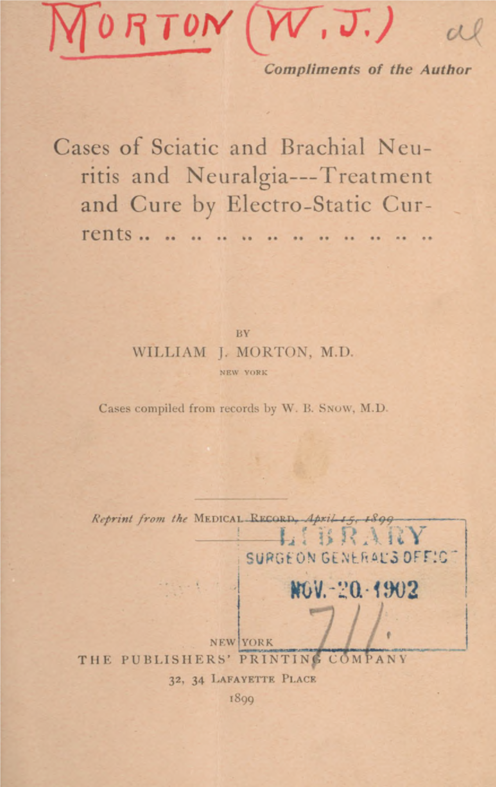 Cases of Sciatic and Brachial Neuritis and Neuralgia