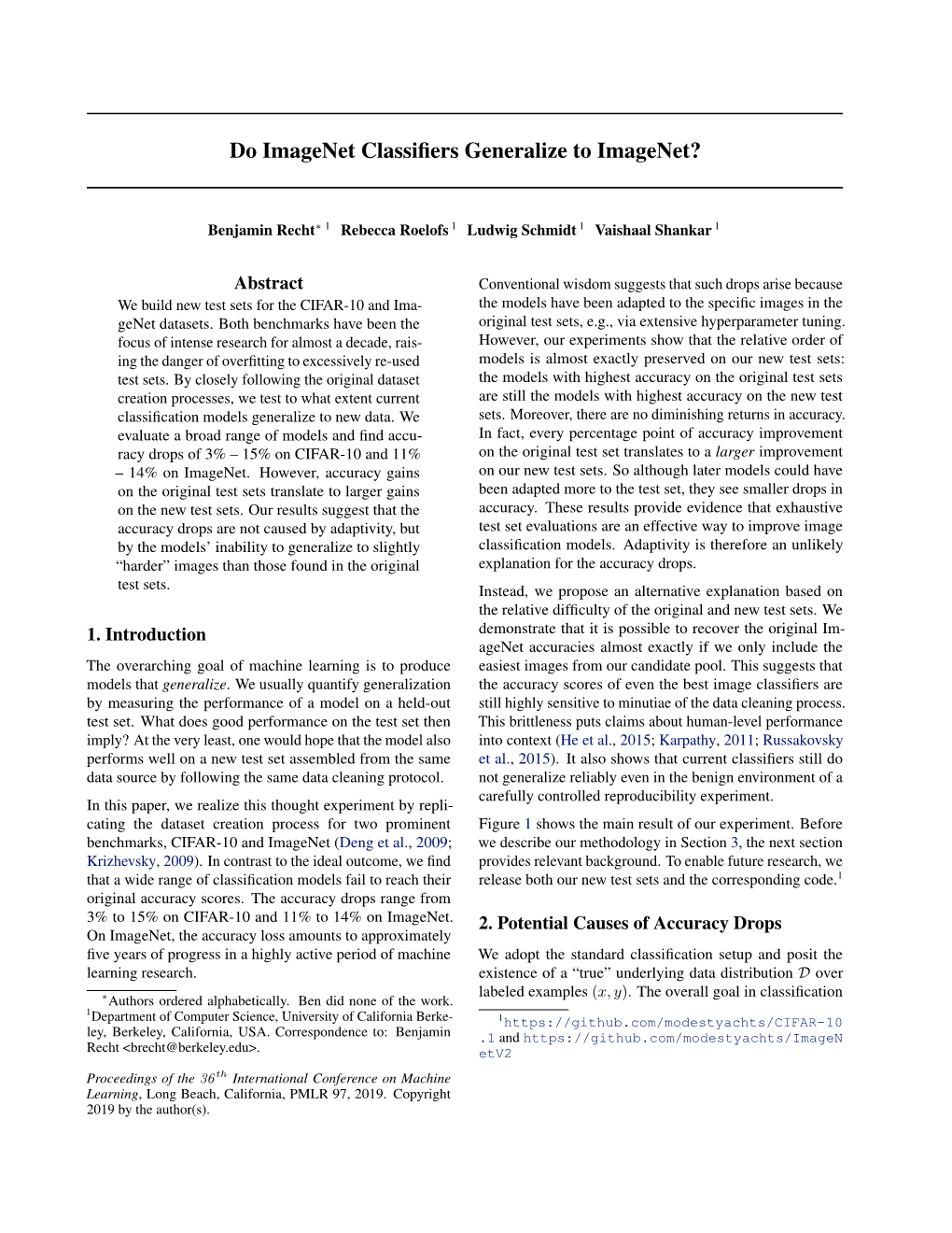 Do Imagenet Classifiers Generalize to Imagenet?