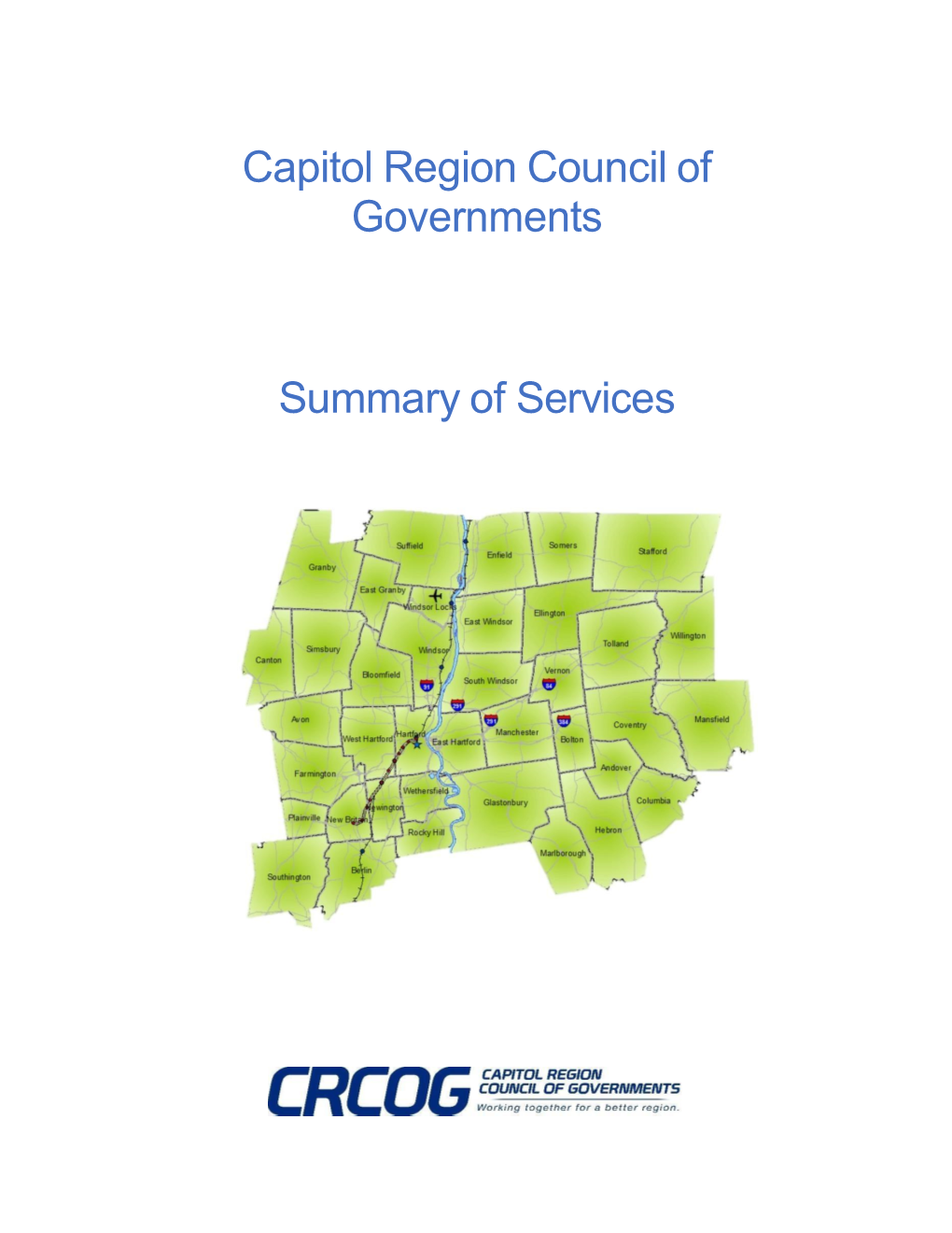 Capitol Region Council of Governments Summary of Services