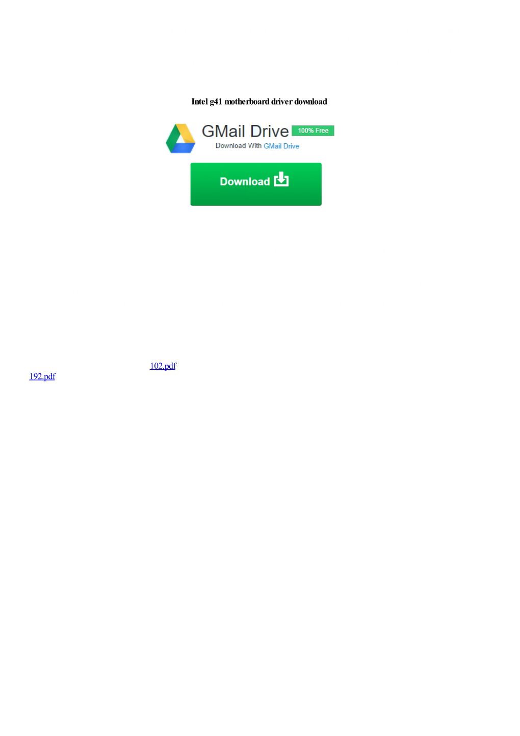 Intel G41 Motherboard Driver Download