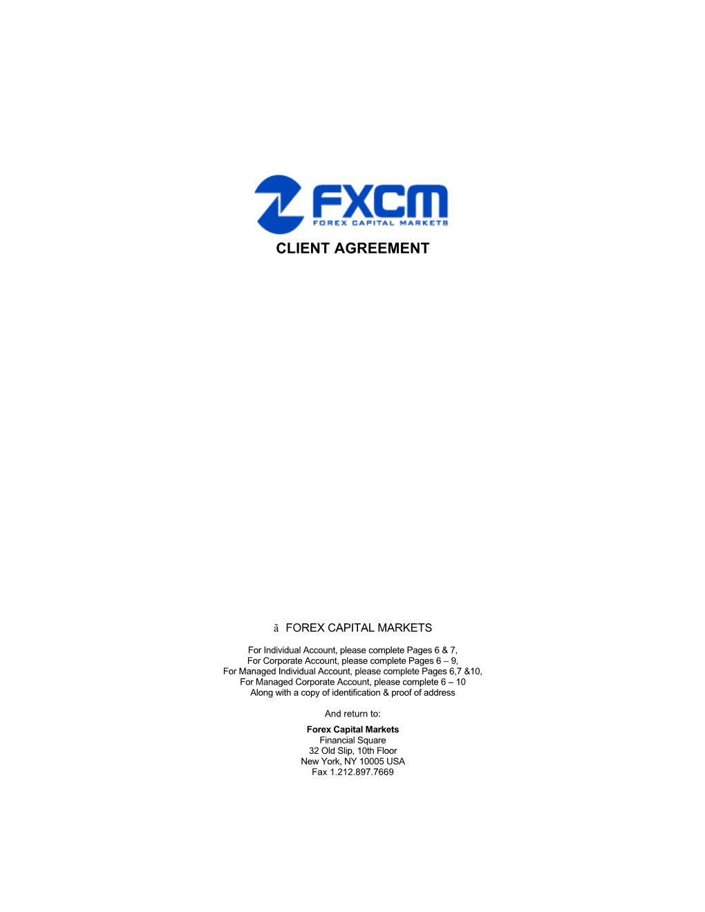 FXCM Trading Agreement