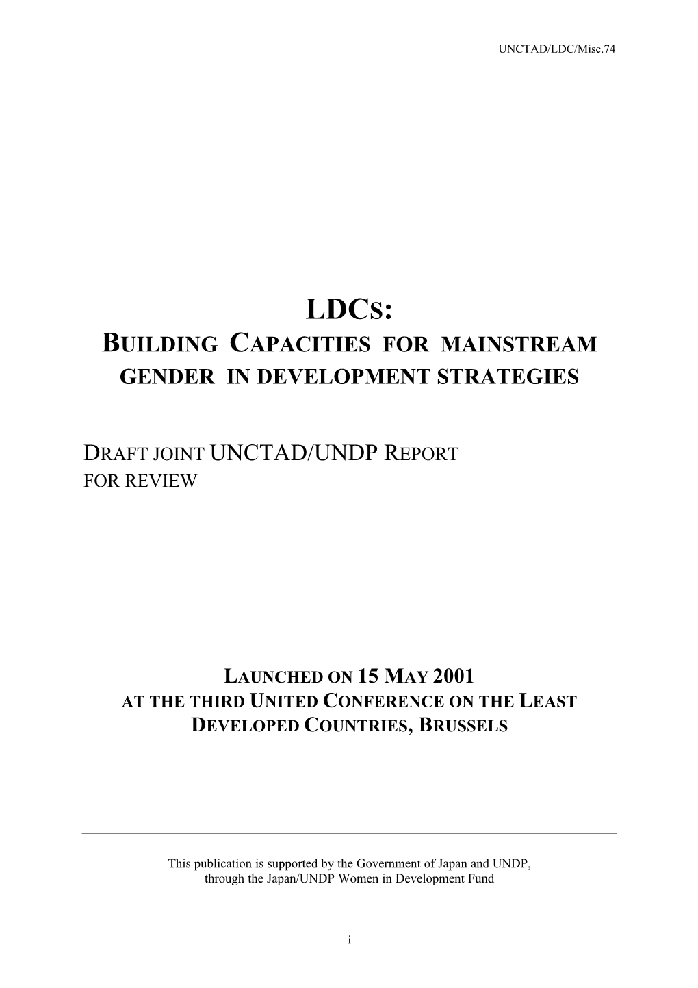 Ldcs: Building Capacities for Mainstream Gender in Development Strategies