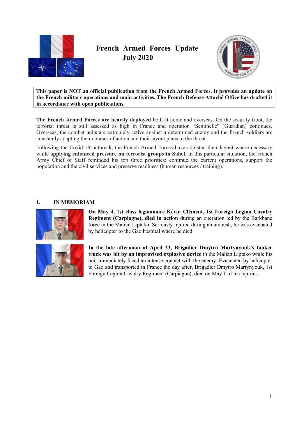 French Armed Forces Update July 2020