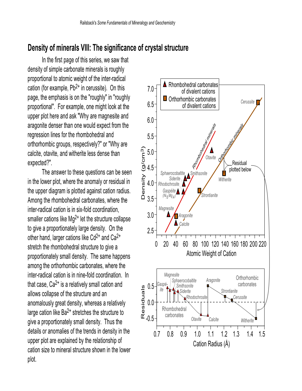 Density of Minerals VIII: the Significance of Crystal Structure