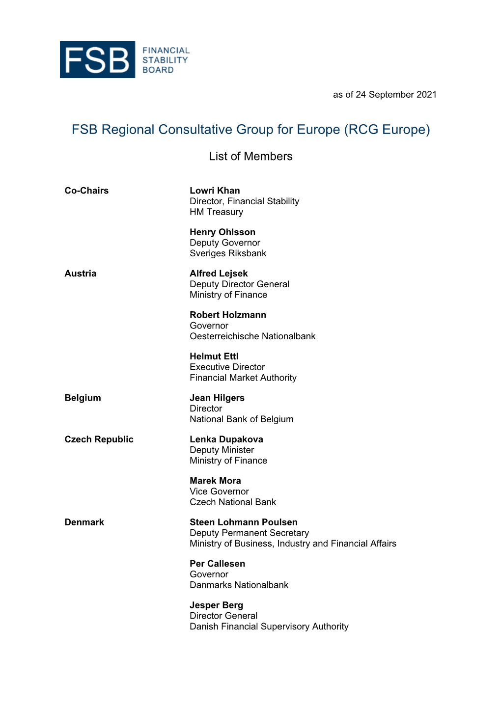 FSB Regional Consultative Group for Europe (RCG Europe)