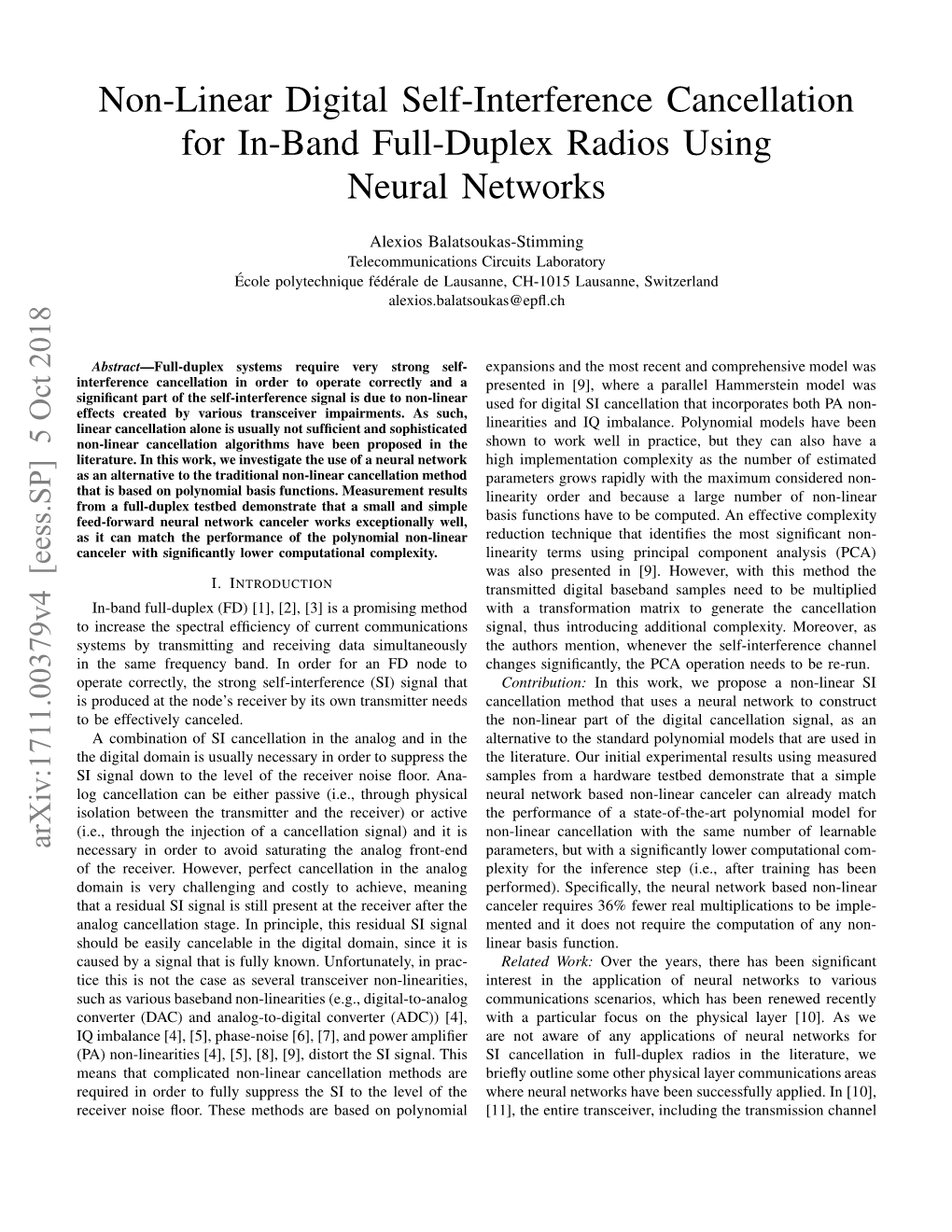 Non-Linear Digital Self-Interference Cancellation for In-Band Full