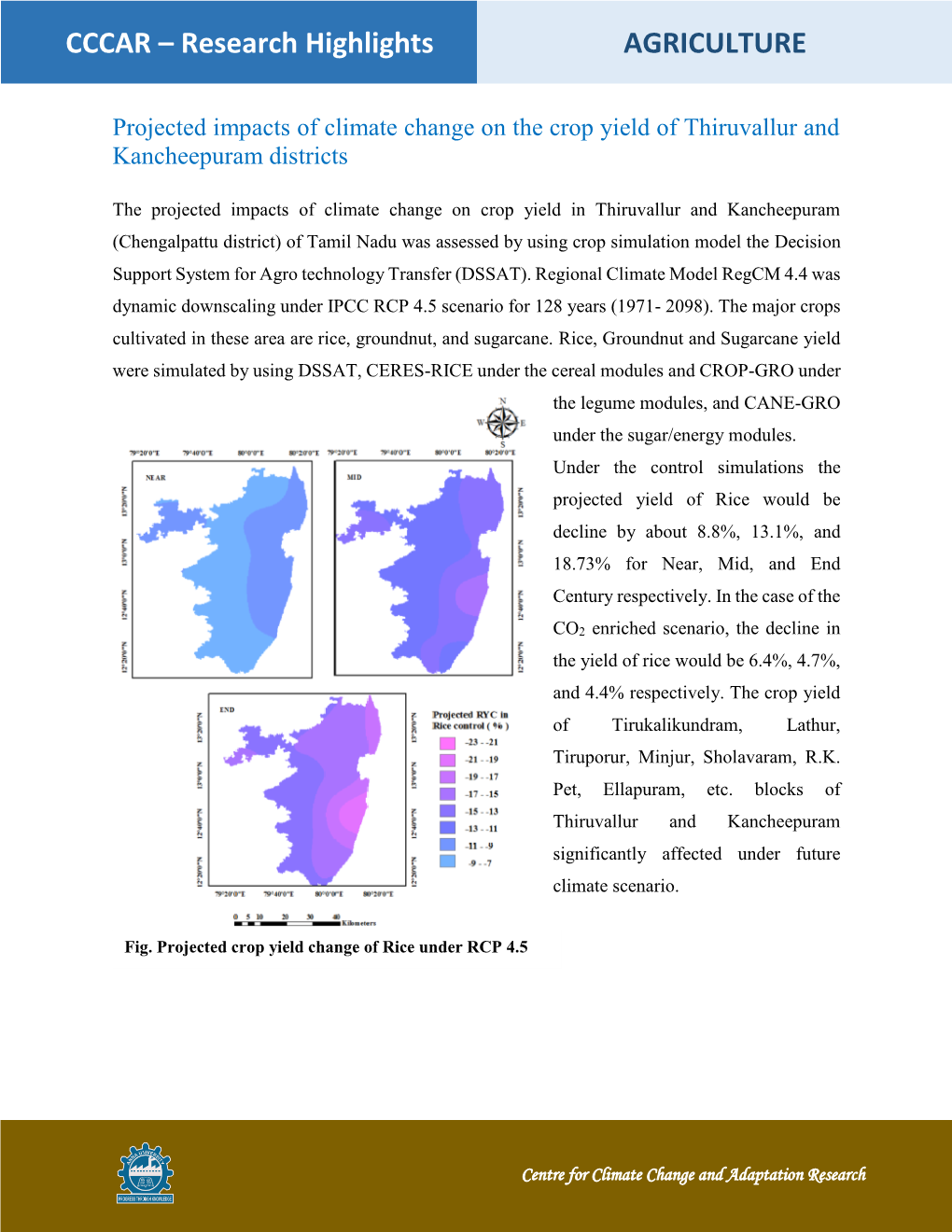 Projected Impacts of Climate Change on the Crop Yield of Thiruvallur and Kancheepuram Districts