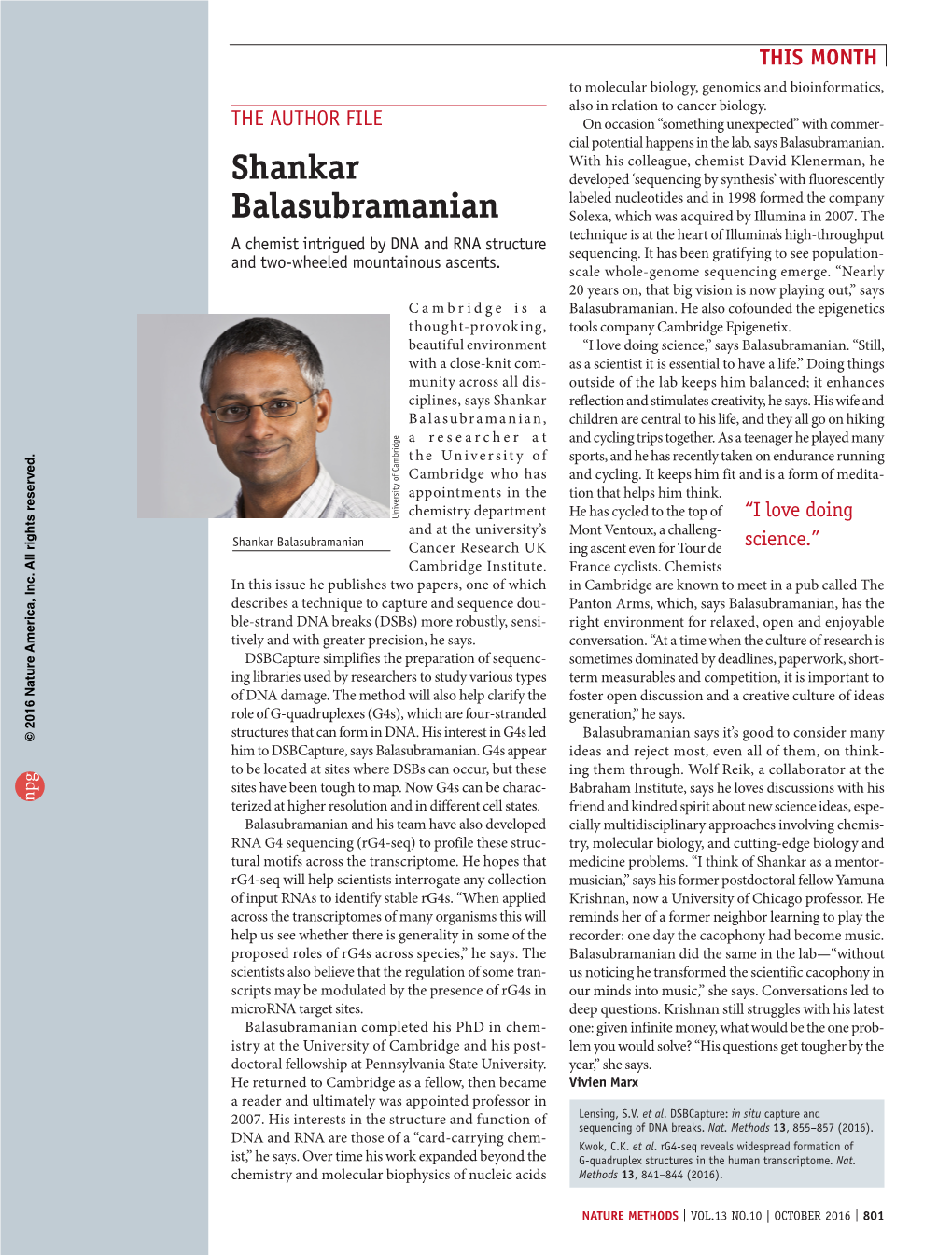 Shankar Balasubramanian Science.” Cancer Research UK Ing Ascent Even for Tour De Cambridge Institute