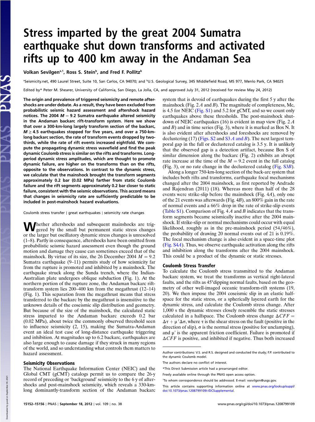 Stress Imparted by the Great 2004 Sumatra Earthquake Shut Down Transforms and Activated Rifts up to 400 Km Away in the Andaman Sea