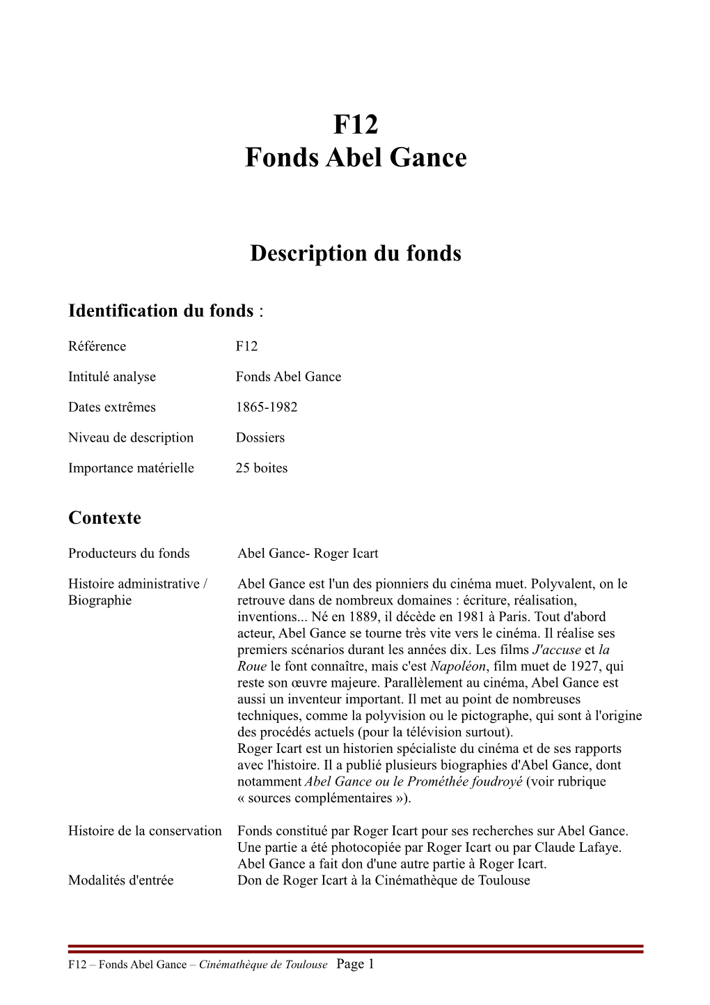 F12 Fonds Abel Gance