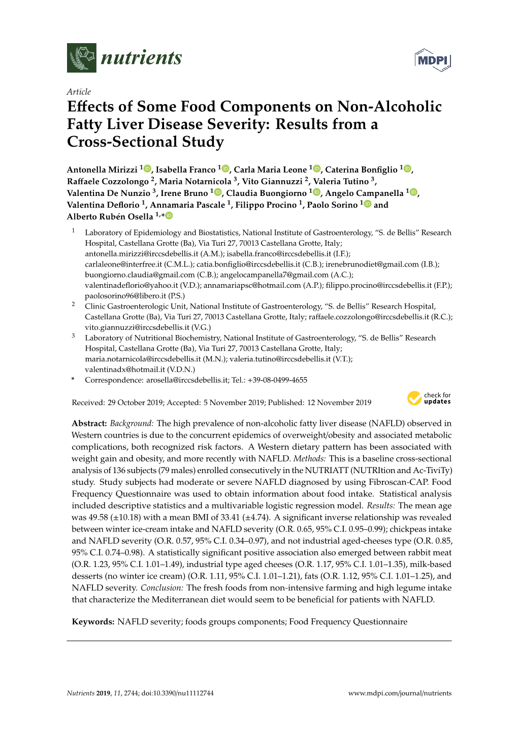 Effects of Some Food Components on Non-Alcoholic Fatty Liver Disease Severity