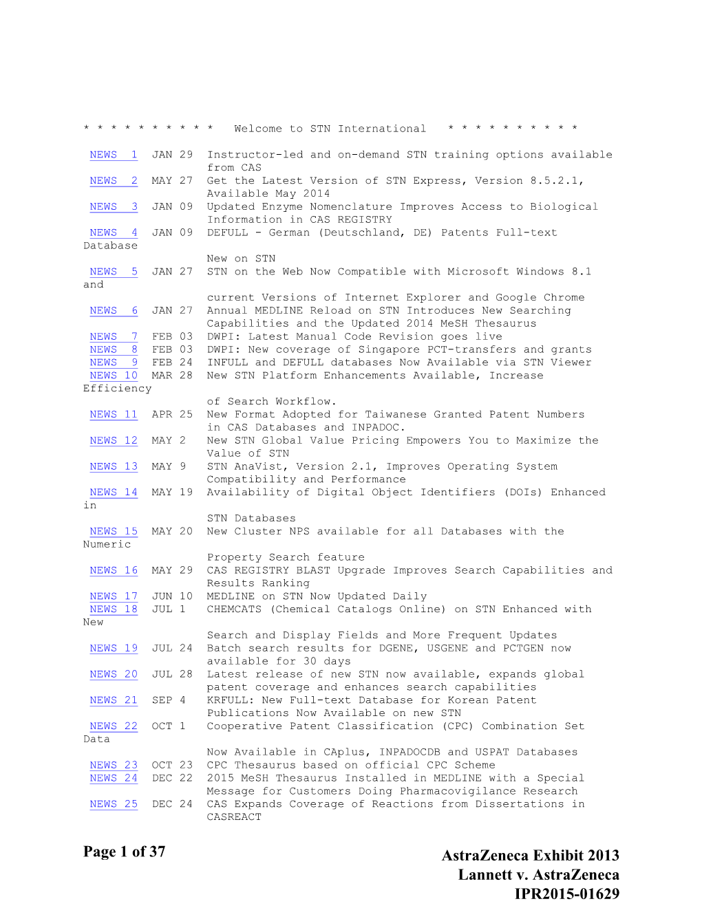 Astrazeneca Exhibit 2013 (PTAB Nov. 5, 2015)