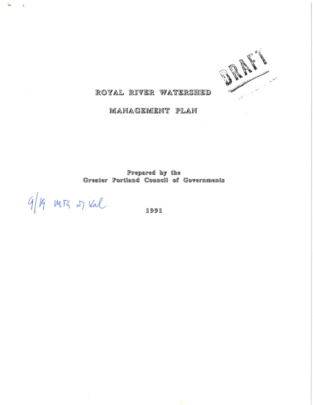 1991 Royal River Watershed Management Plan (PDF)