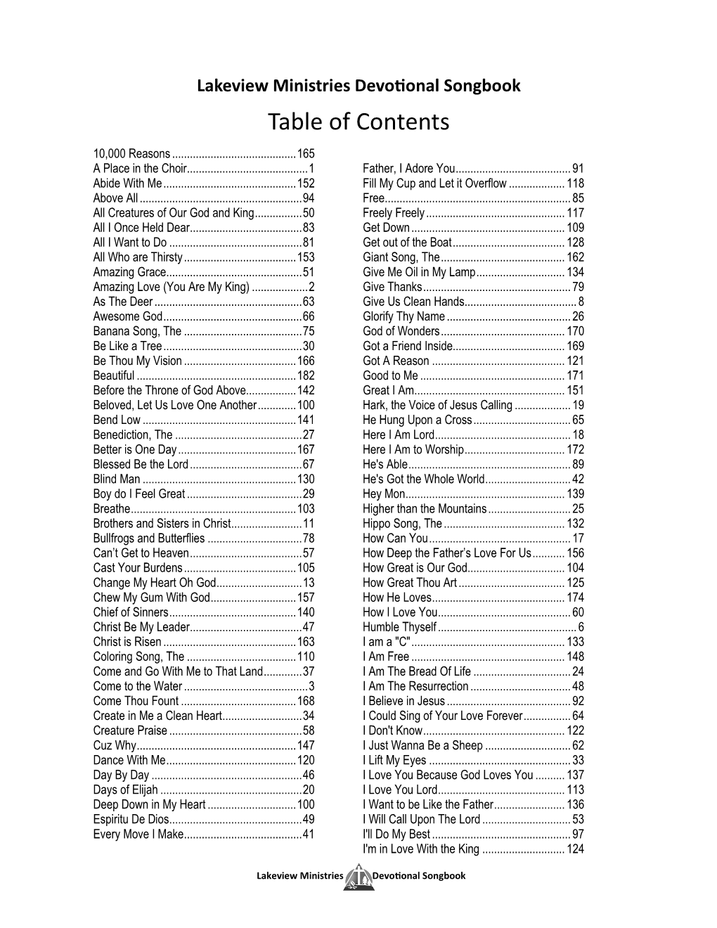 Table of Contents 10,000 Reasons