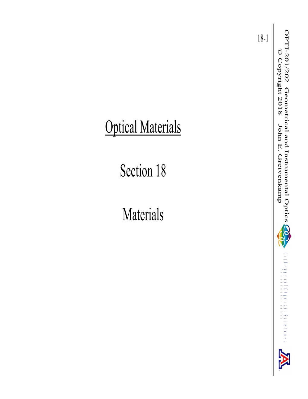 Optical Materials Section 18 Materials