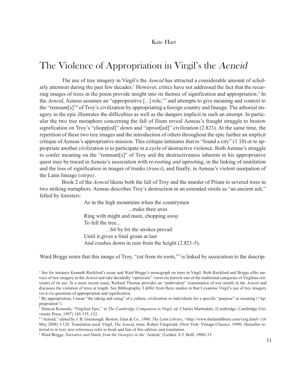 Kate Hart, the Violence of Appropriation in Virgil's Aeneid