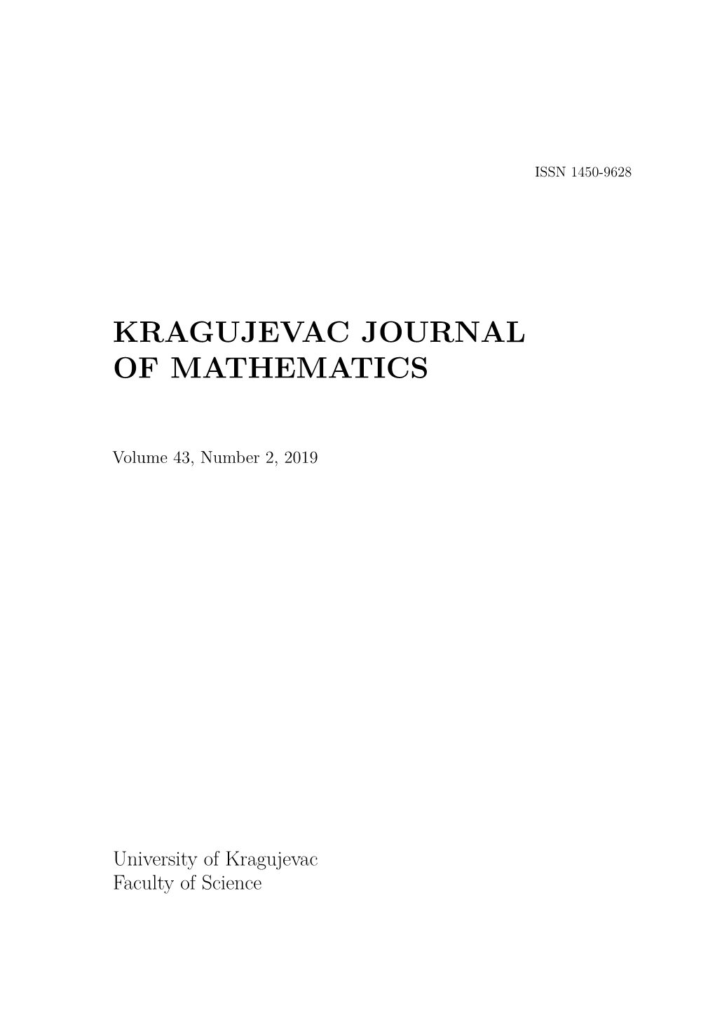 Kragujevac Journal of Mathematics