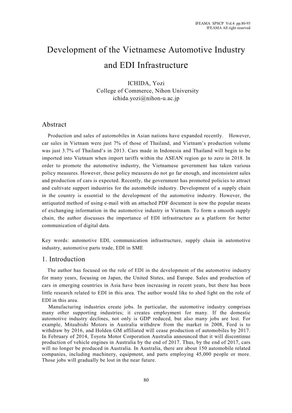 Development of the Vietnamese Automotive Industry and EDI