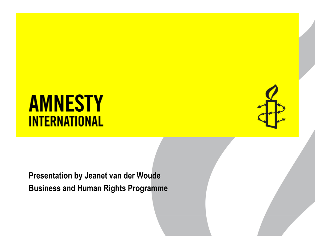 Presentation by Amnesty International NL Jeanette Van Der Woude Human