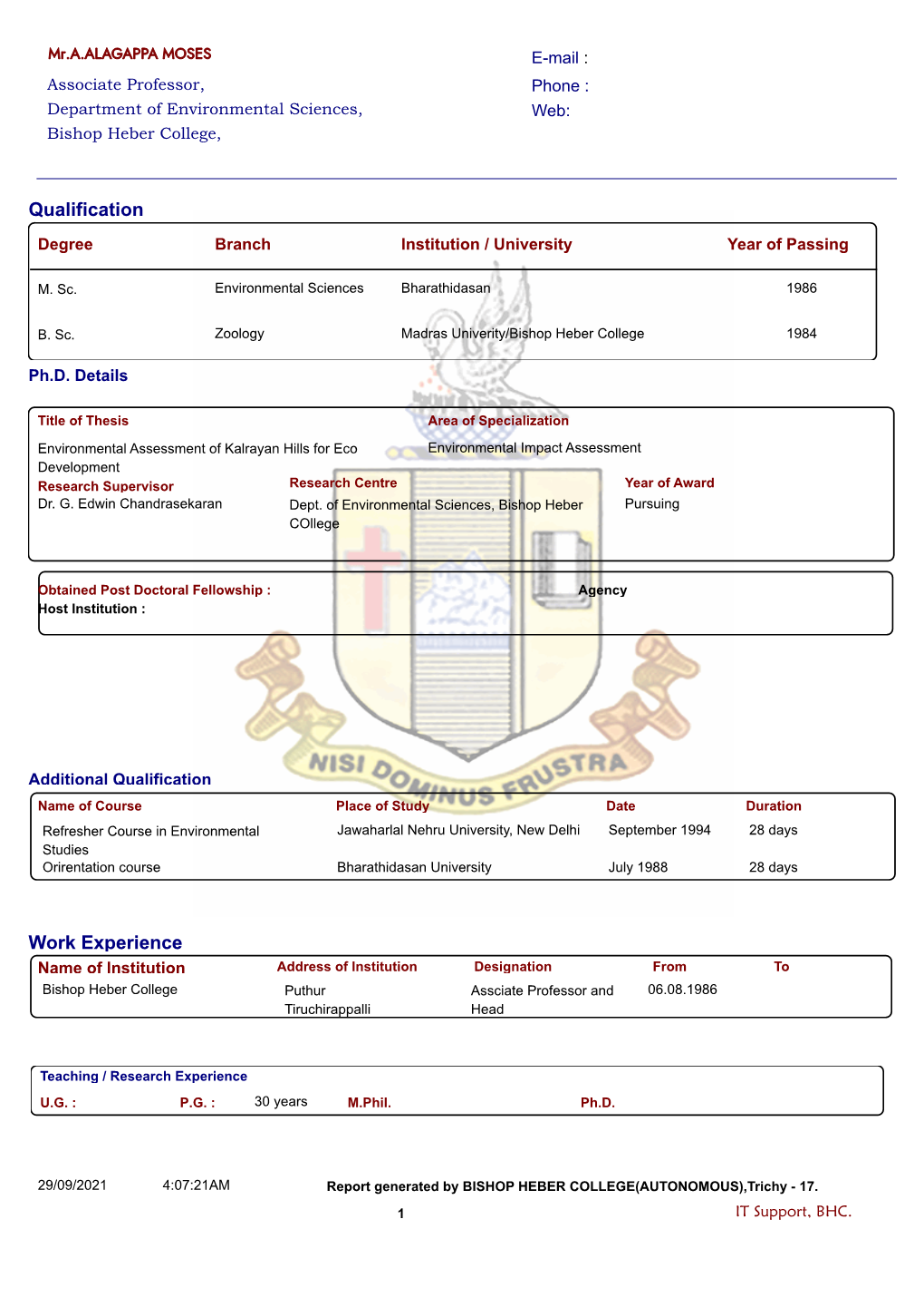 Qualification Work Experience