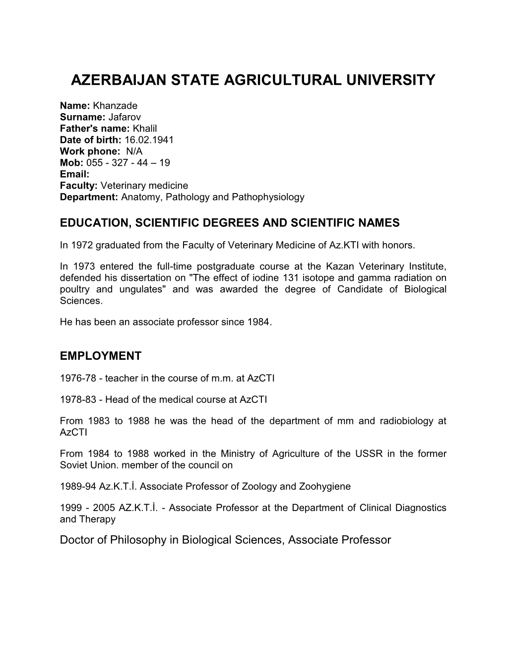 Azerbaijan State Agricultural University