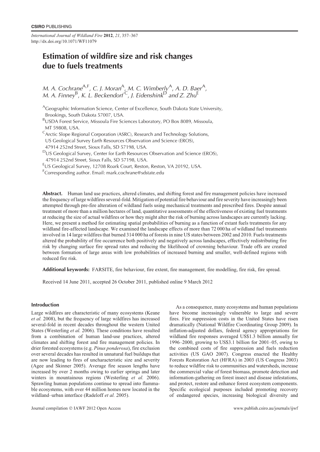 Estimation of Wildfire Size and Risk Changes Due to Fuels Treatments