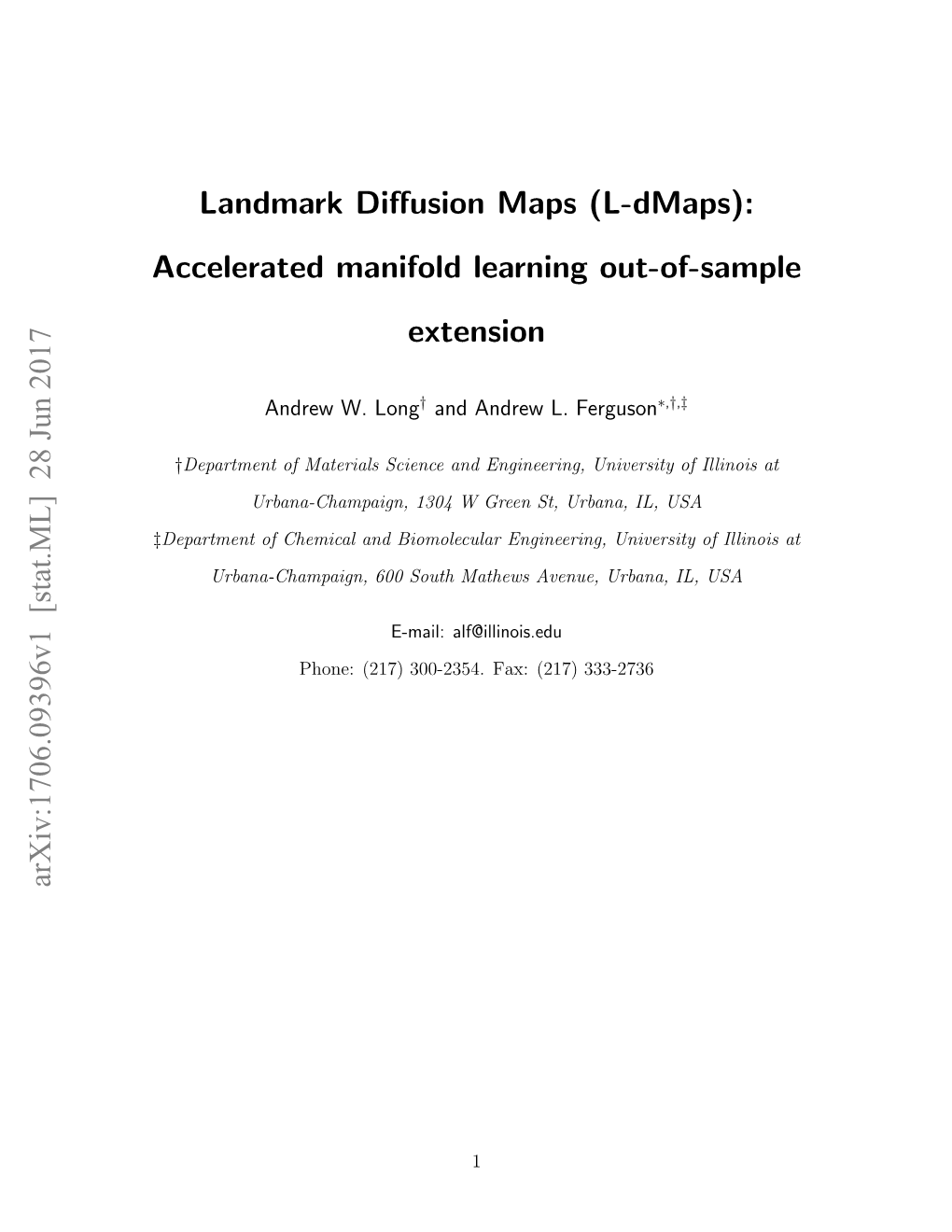 Landmark Diffusion Maps (L-Dmaps): Accelerated Manifold Learning Out