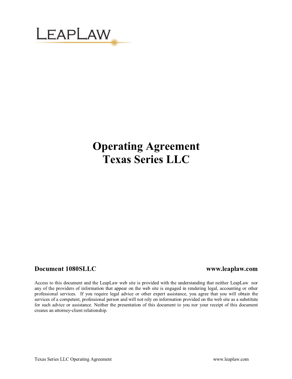 Operating Agreement Texas Series LLC