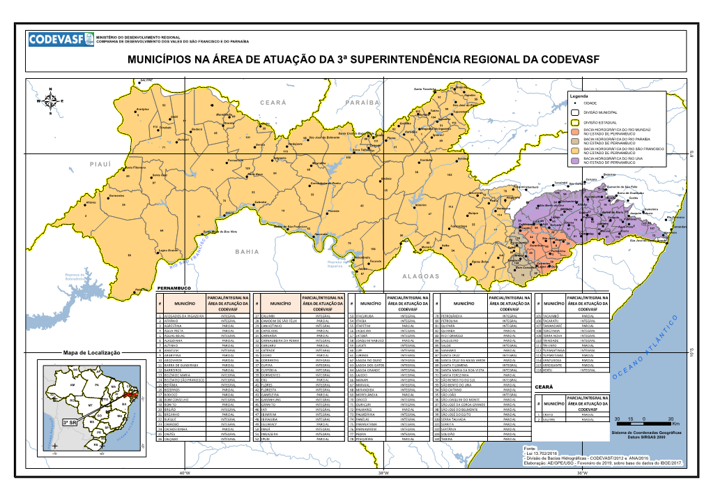 Municípios Na Área De Atuação Da 3ª Superintendência Regional Da Codevasf