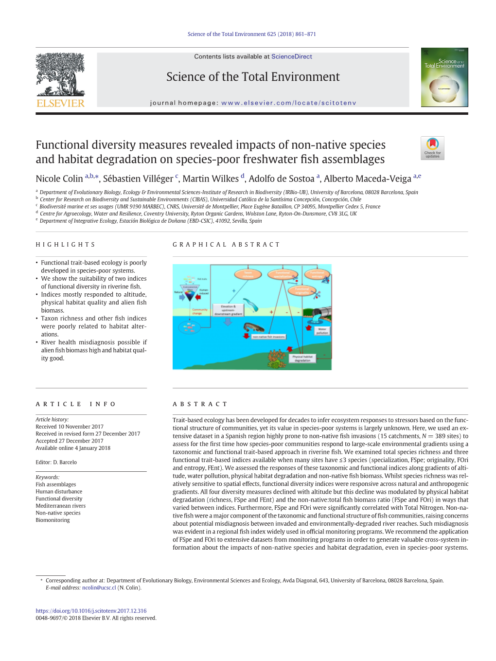 Functional Diversity Measures Revealed Impacts of Non-Native Species and Habitat Degradation on Species-Poor Freshwater Fish