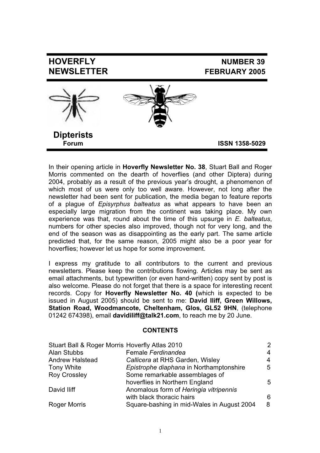 HOVERFLY NEWSLETTER Dipterists