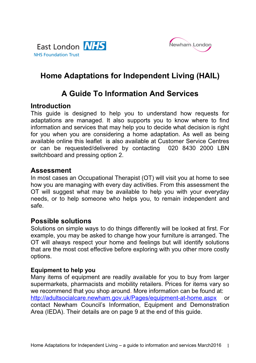 Home Adaptations for Independent Living (HAIL)