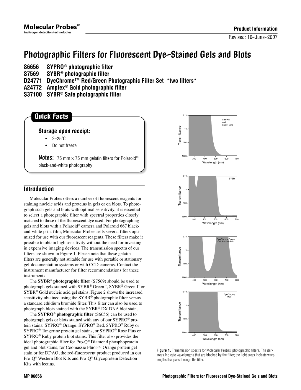 Photographic Filters for Fluorescent Dye–Stained Gels and Blots