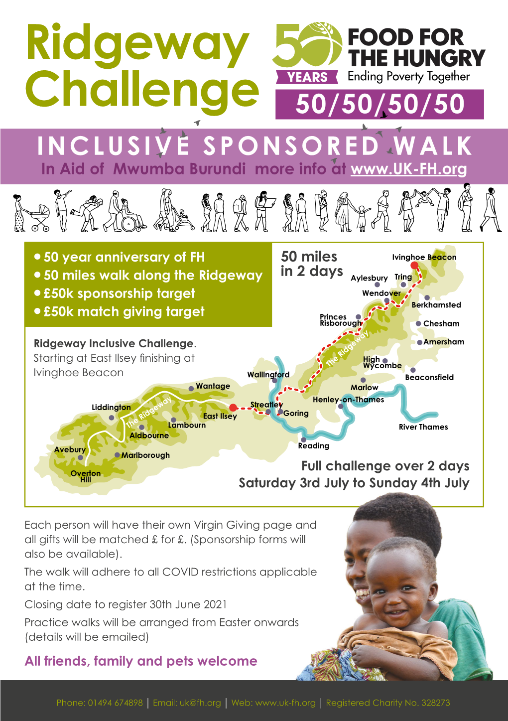 Ridgeway Challenge 50/50/50/50 INCLUSIVE SPONSORED WALK in Aid of Mwumba Burundi More Info At