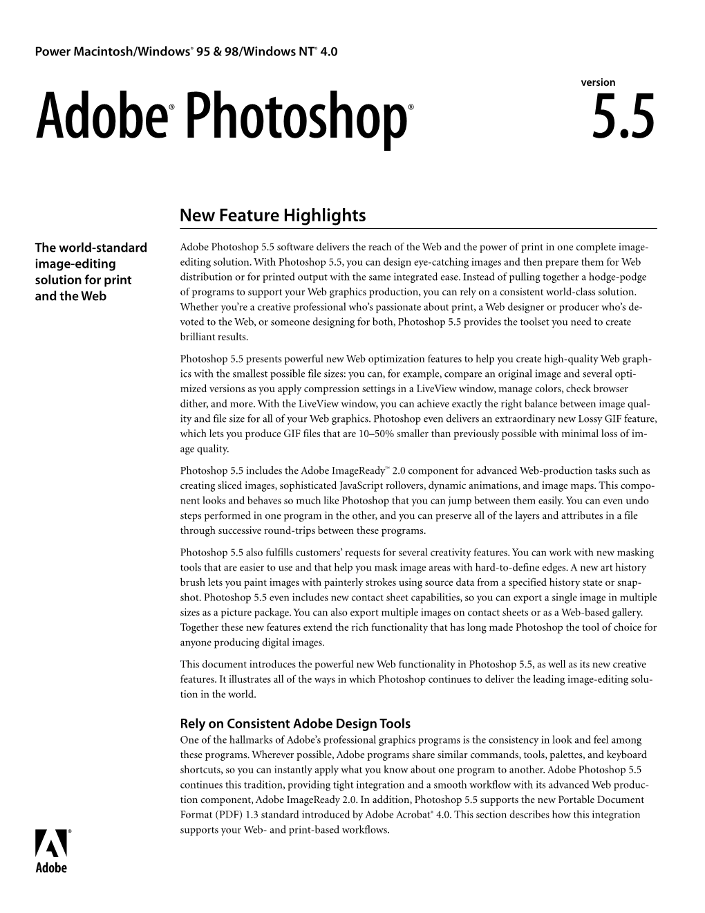 Adobe Photoshop 5.5 New Feature Highlights