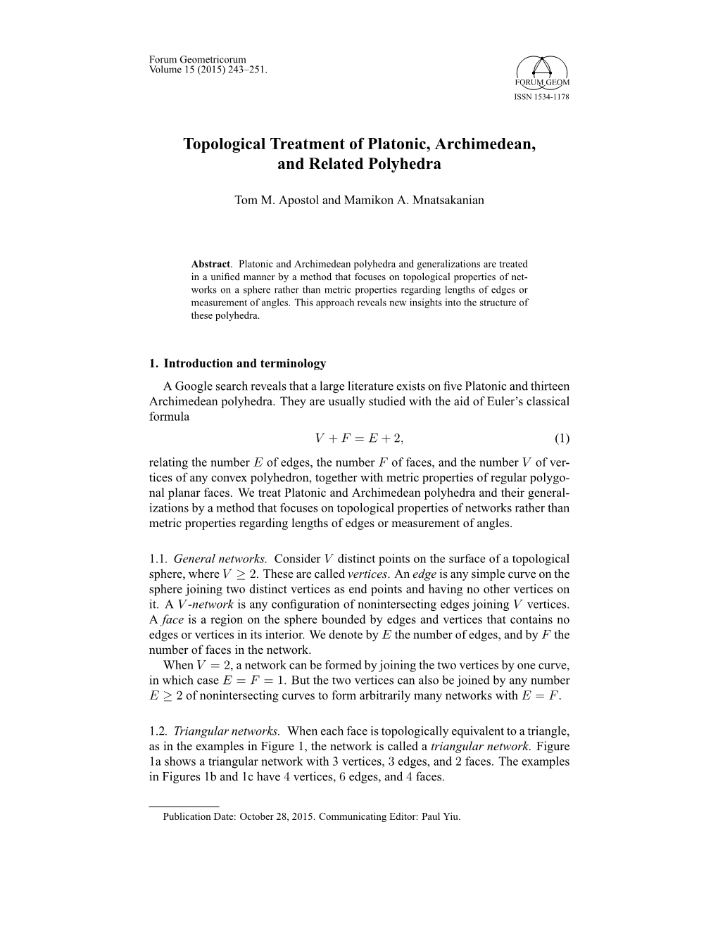 Topological Treatment of Platonic, Archimedean, and Related Polyhedra