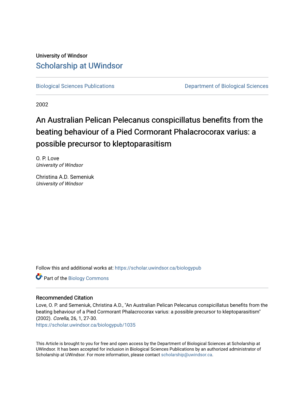 An Australian Pelican Pelecanus Conspicillatus Benefits from the Beating Behaviour of a Pied Cormorant Phalacrocorax Varius: a Possible Precursor to Kleptoparasitism