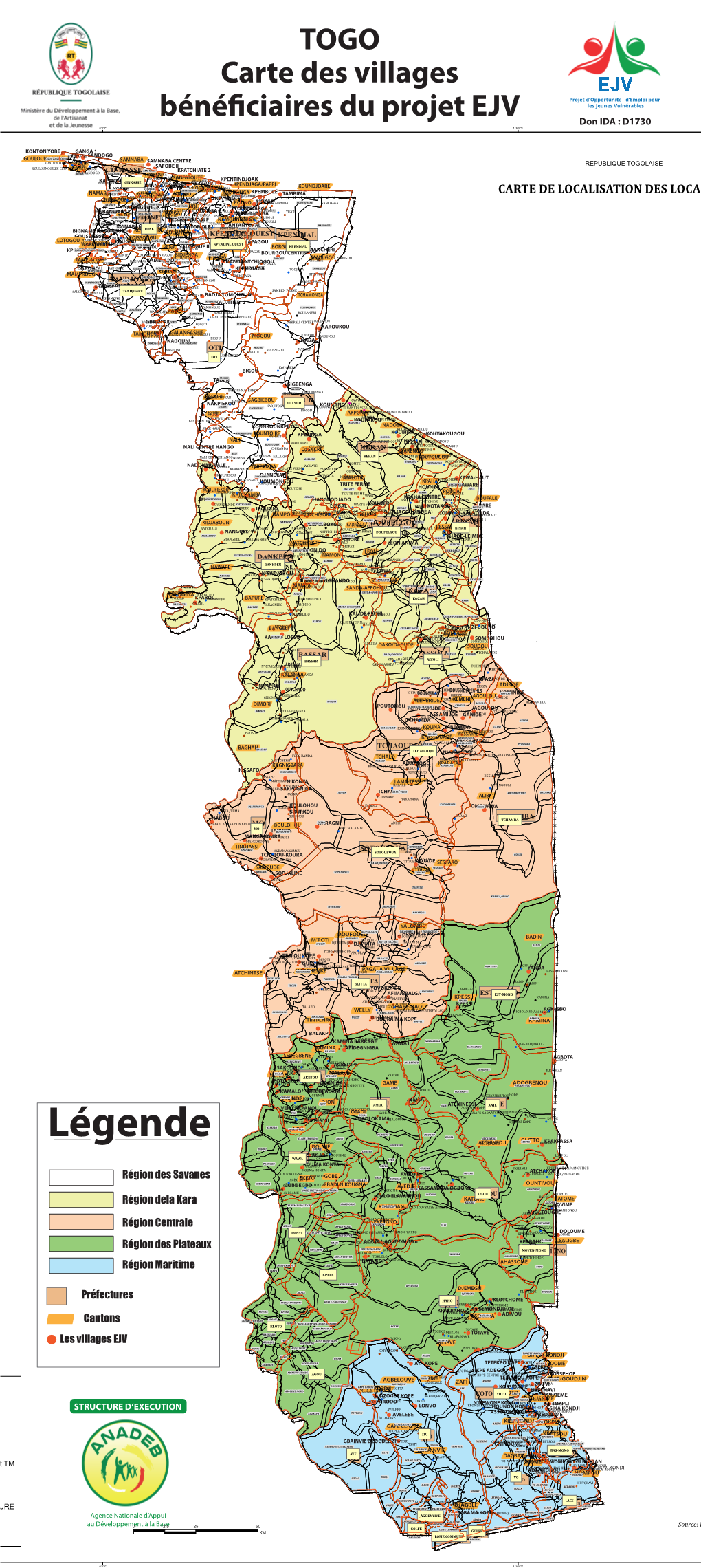 TOGO Carte Des Villages Bénéficiaires Du Projet