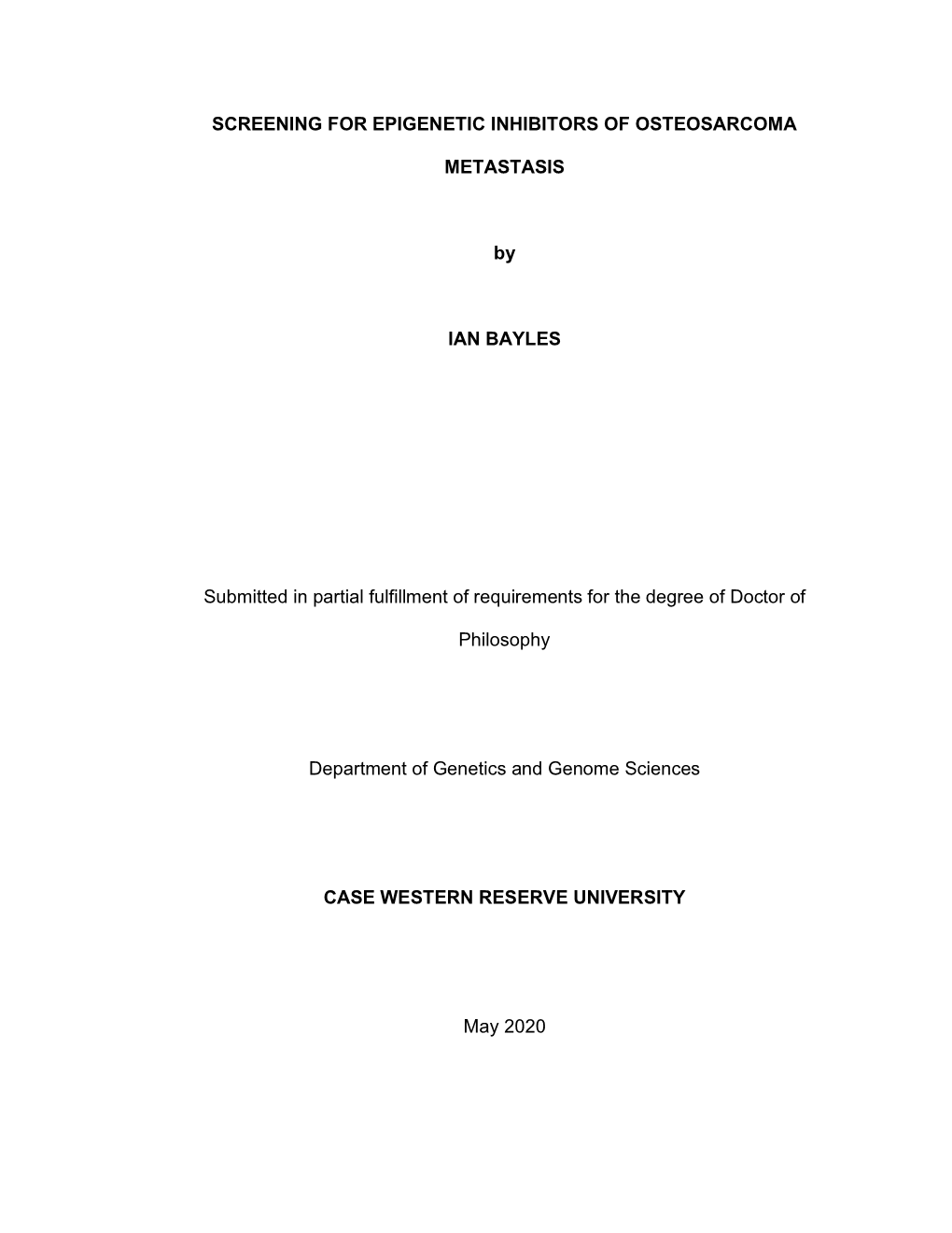 Screening for Epigenetic Inhibitors of Osteosarcoma