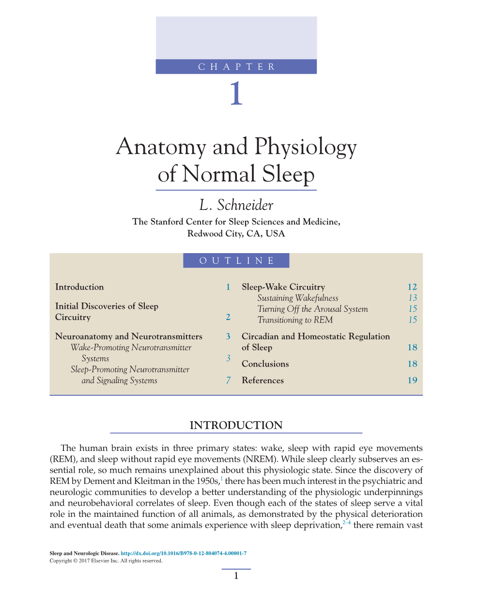 CHAPTER 1 Anatomy and Physiology of Normal Sleep L