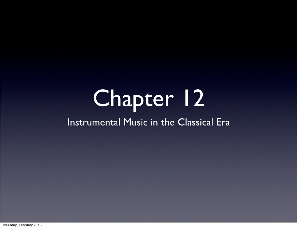 Instrumental Music in the Classical Era