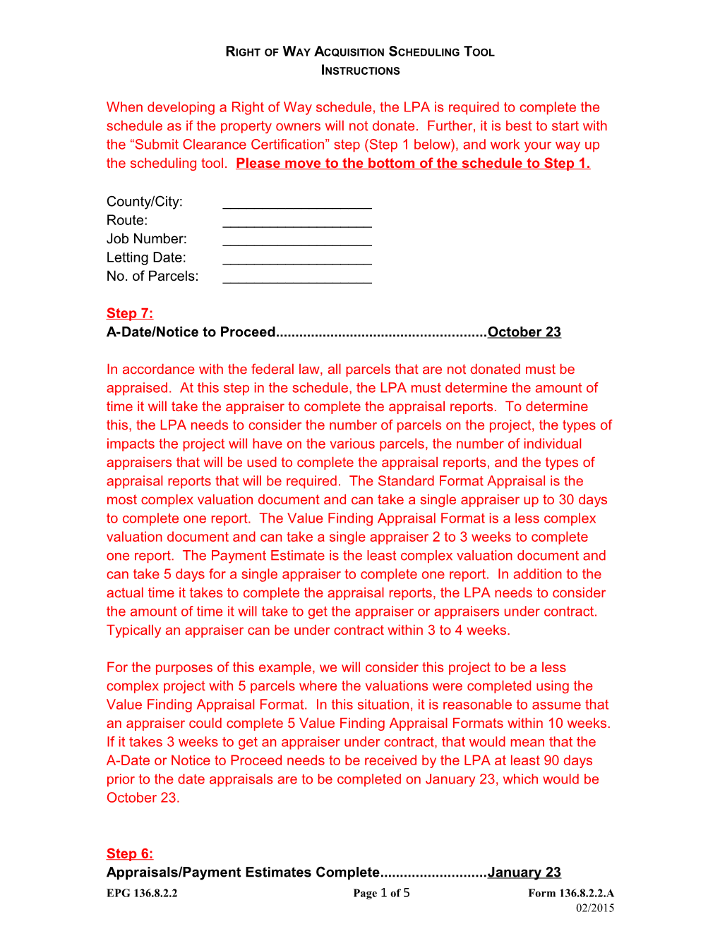 ROW Schedule Instructions