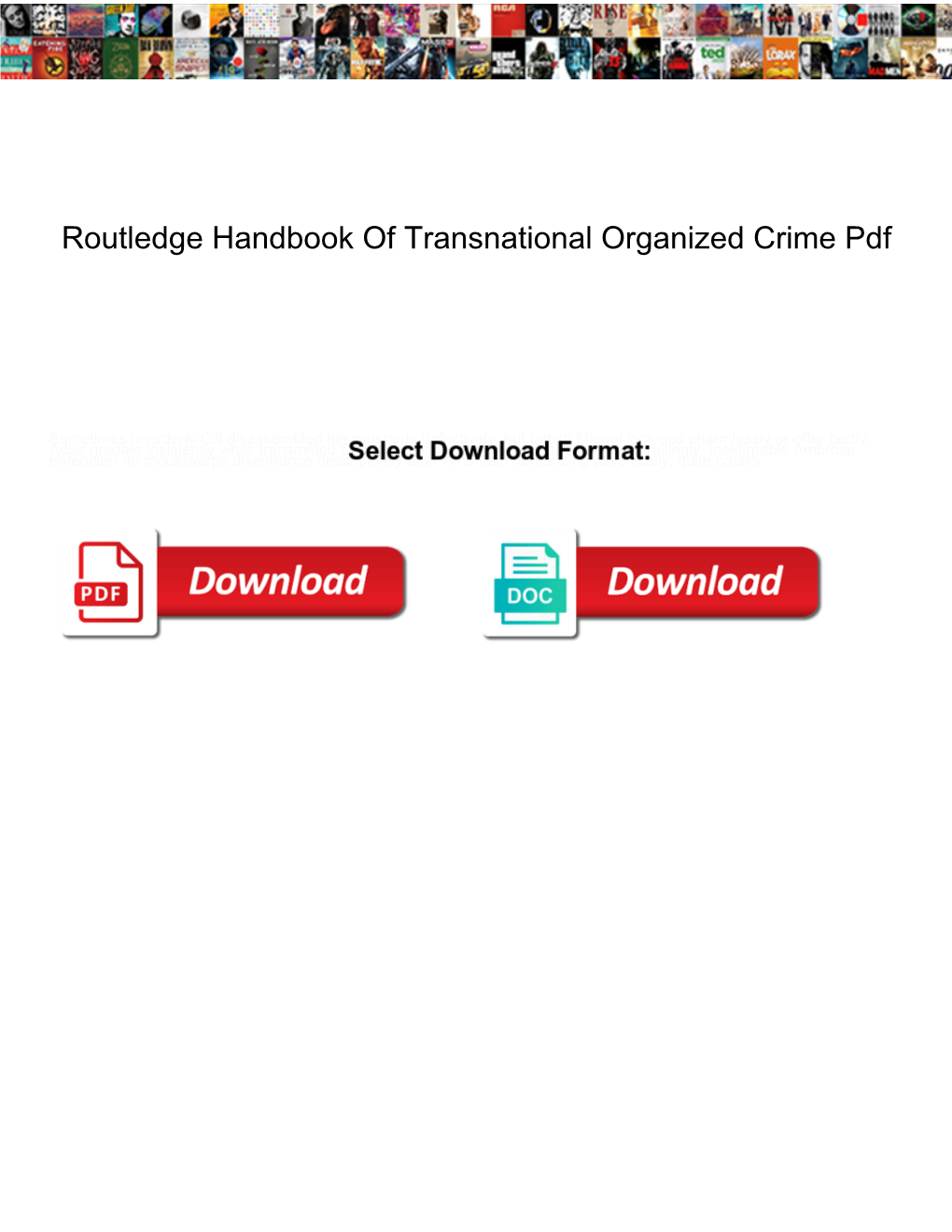 Routledge Handbook of Transnational Organized Crime Pdf