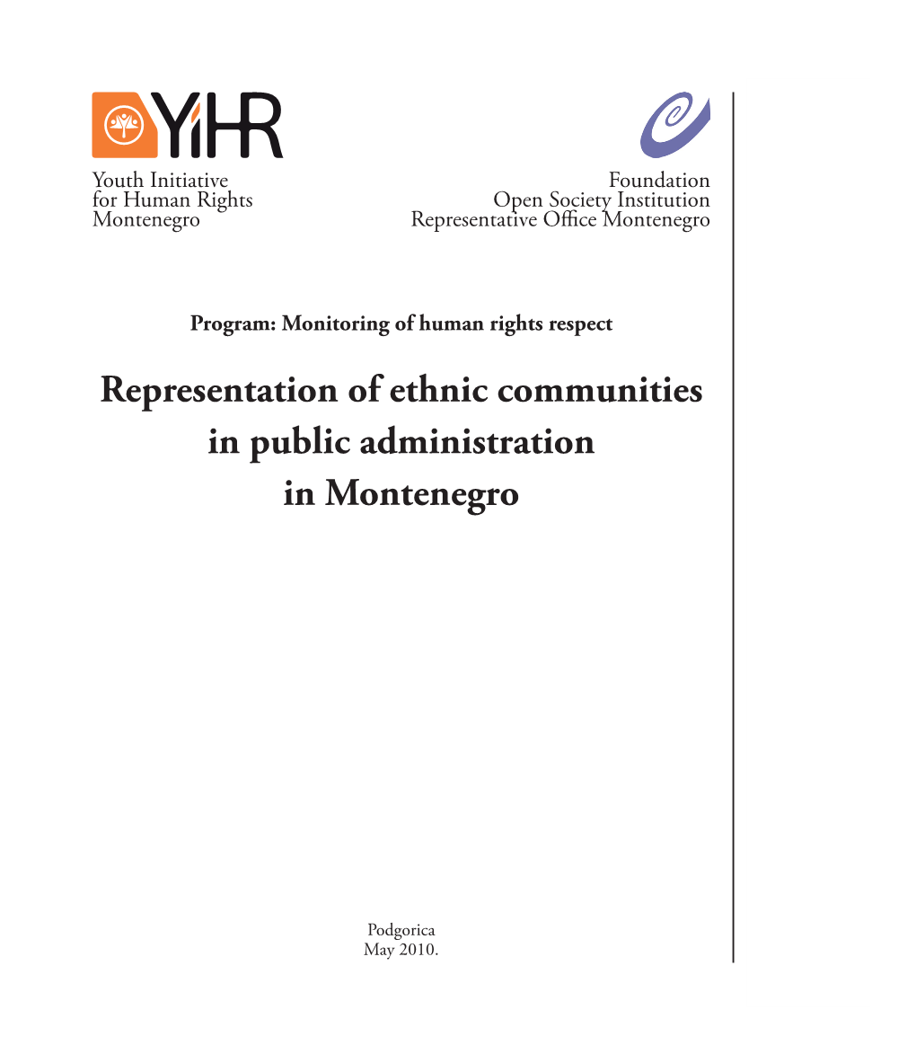 Representation of Ethnic Communities in Public Administration in Montenegro