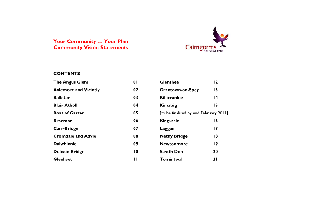 Your Plan Community Vision Statements