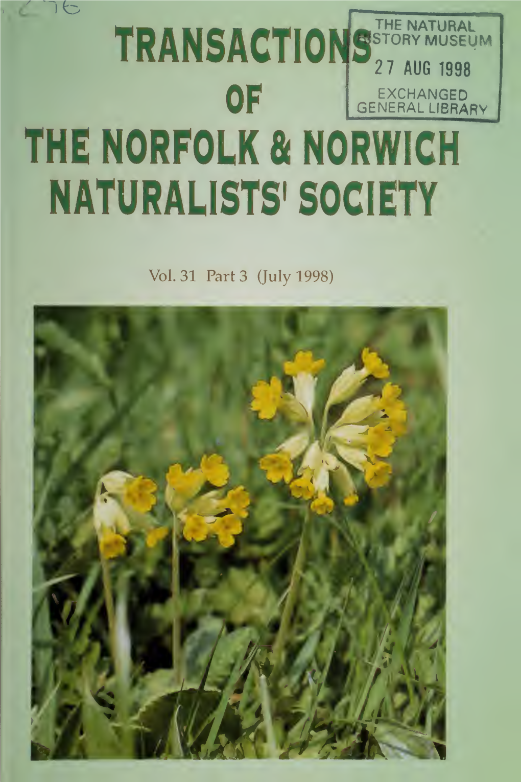 Transactions of the Norfolk and Norwich Naturalists' Society