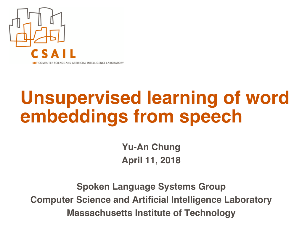 Unsupervised Learning of Word Embeddings from Speech